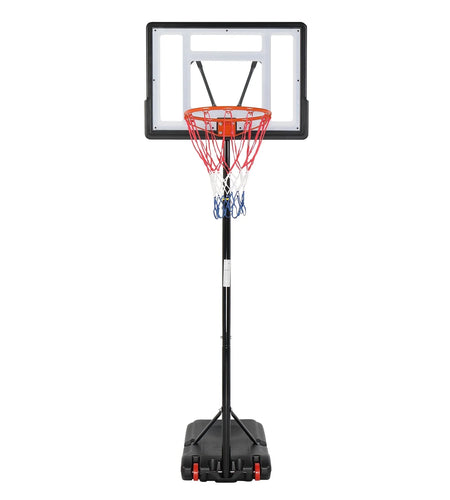 33 In. Portable Basketball Hoop Stand, 6.5-8 Ft Adjustable Basketball Goal System, with PVC Backboard Indoor/Outdoor