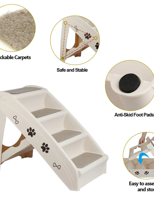 Load image into Gallery viewer, Foldable Dog Ramp Pet Stairs Steps for Smaller Pickup Travel Ladder MAX 100 Lbs

