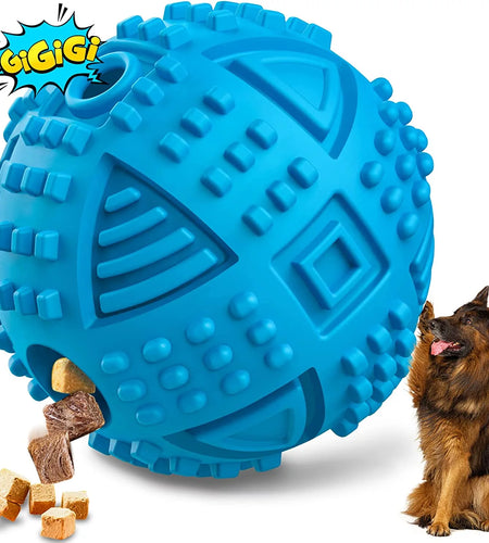 Dog Balls Treat Dispensing Dog Toys, Dog Toys for Aggressive Chewers Large Breed, Squeaky Dog Chew Toys for Large Dogs, Natural Rubber Dog Puzzle Toys, Tough IQ Dog Treat Balls