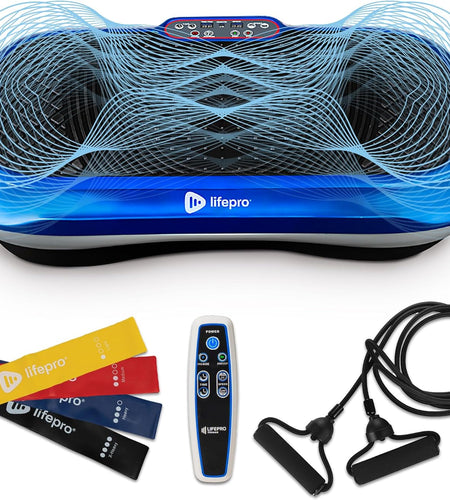 Vibration Plate Exercise Machine Silver- Whole Body Workout Vibration Fitness Platform W/ Loop Bands - Home Training Equipment - Remote, Balance Straps, Videos & Manual