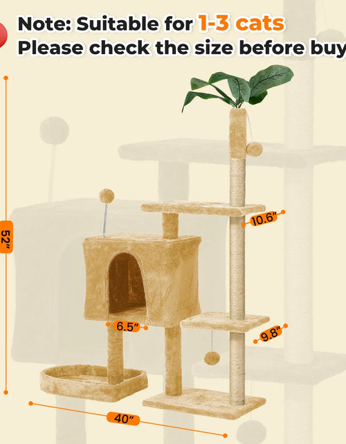 Load image into Gallery viewer, 31.5&quot; Cat Tree Cat Tower for Indoor Cats with Green Leaves, Cat Condo Cozy Plush Cat House with Hang Ball and Leaf Shape Design, Cat Furniture Pet House with Cat Scratching Posts,Grey
