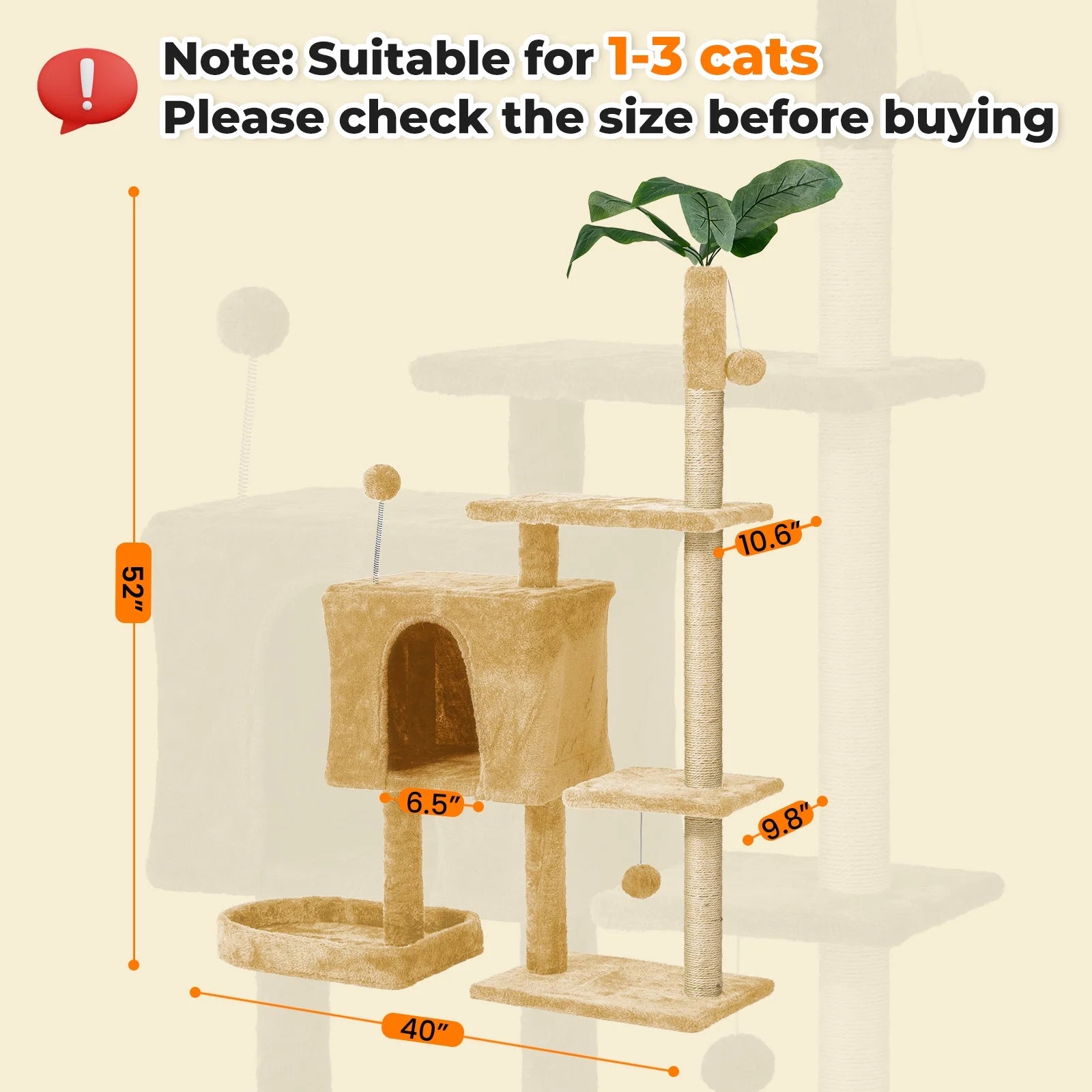 31.5" Cat Tree Cat Tower for Indoor Cats with Green Leaves, Cat Condo Cozy Plush Cat House with Hang Ball and Leaf Shape Design, Cat Furniture Pet House with Cat Scratching Posts,Grey