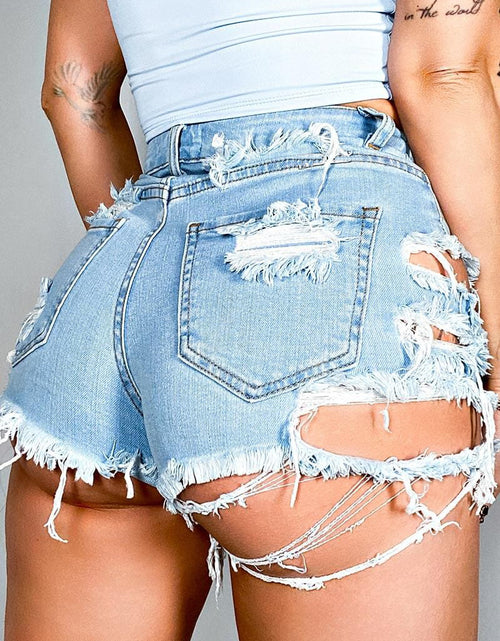 Load image into Gallery viewer, Hot Sale Summer Woman Sexy Ripped Denim Shorts High Waist Irregular Tassel Slim Shorts Jeans S-2XL Drop Shipping
