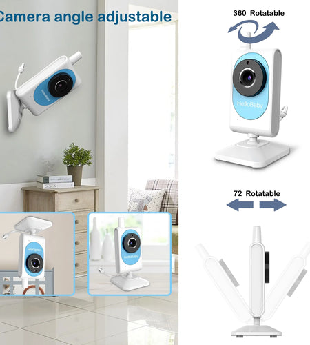 Baby Monitor- HB26 Video Baby Monitor with 2.4 Inch Screen, Night Vision, Temperature Sensor, VOX Mode, One-Way Talk