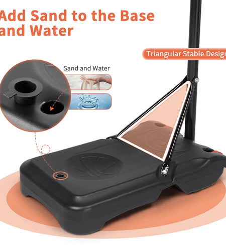 33 In. Portable Basketball Hoop Stand, 6.5-8 Ft Adjustable Basketball Goal System, with PVC Backboard Indoor/Outdoor