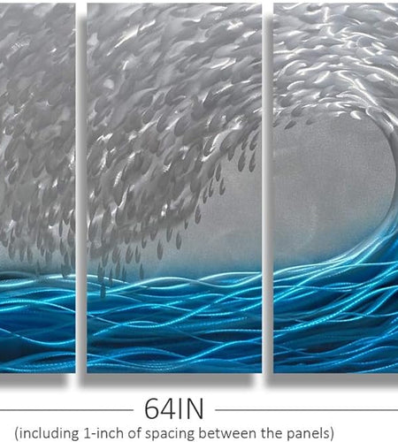 Boat Metal Wall Art Coastal Beach Aluminium Painting with 3D Look Turquoise and Red Hanging Scuplture Set of 5 Home Accent Artwork for Livingroom Ready to Hang