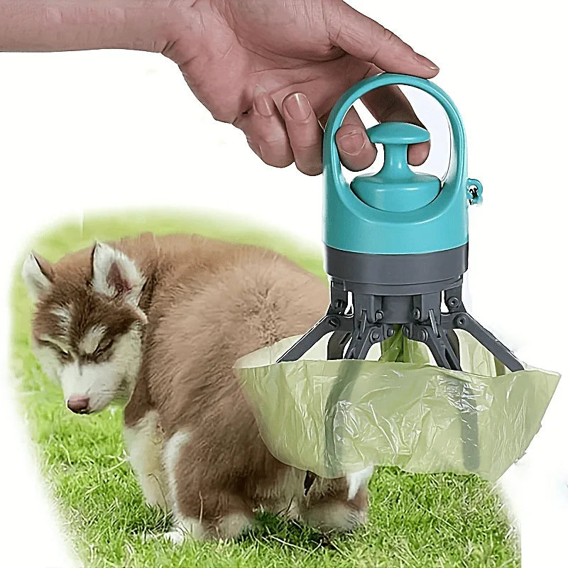 1Pc Portable Dog Poop Scooper with Built-In Bag Dispenser, Lightweight Claw Design Dog Excrement Picker Shovel for Easy Cleanup