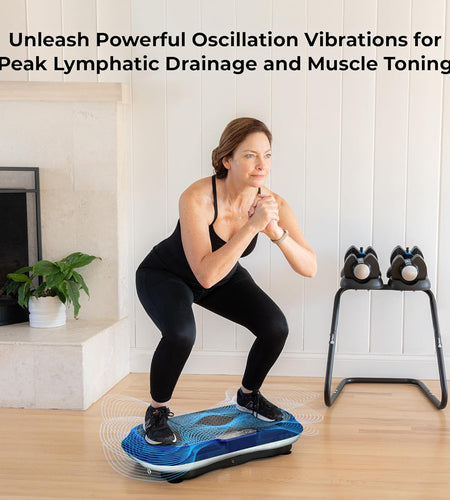 Vibration Plate Exercise Machine Silver- Whole Body Workout Vibration Fitness Platform W/ Loop Bands - Home Training Equipment - Remote, Balance Straps, Videos & Manual