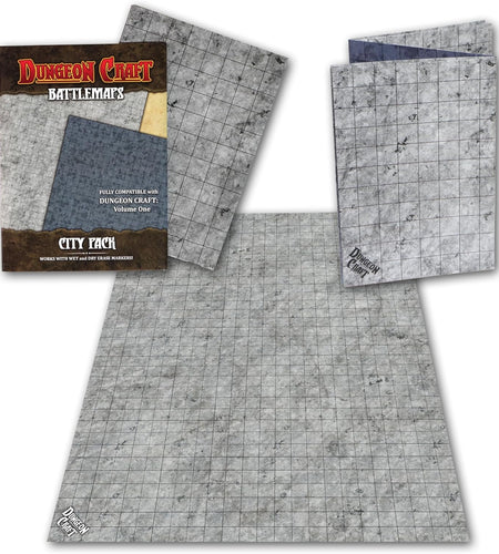 Battlemaps Board Game, Battle Mat for Dungeons and Dragons, Double-Sided Gloss Laminated DND Mat, Wet and Dry Erase Board, Table Top Games (City Pack, 24"X33"/1" Grid)