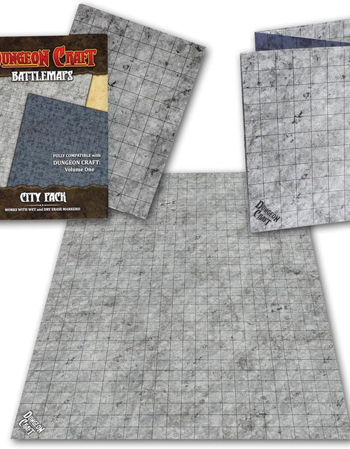 Load image into Gallery viewer, Battlemaps Board Game, Battle Mat for Dungeons and Dragons, Double-Sided Gloss Laminated DND Mat, Wet and Dry Erase Board, Table Top Games (City Pack, 24&quot;X33&quot;/1&quot; Grid)
