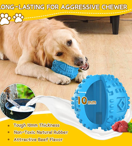 Dog Balls Treat Dispensing Dog Toys, Dog Toys for Aggressive Chewers Large Breed, Squeaky Dog Chew Toys for Large Dogs, Natural Rubber Dog Puzzle Toys, Tough IQ Dog Treat Balls