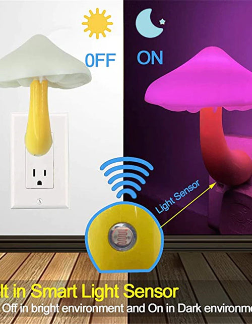 Load image into Gallery viewer, LED Night Lights Mushroom Shape Automatic Sensor Toilet Bedroom Decor Wall Lamps Light-Control Sensor Bedroom Light
