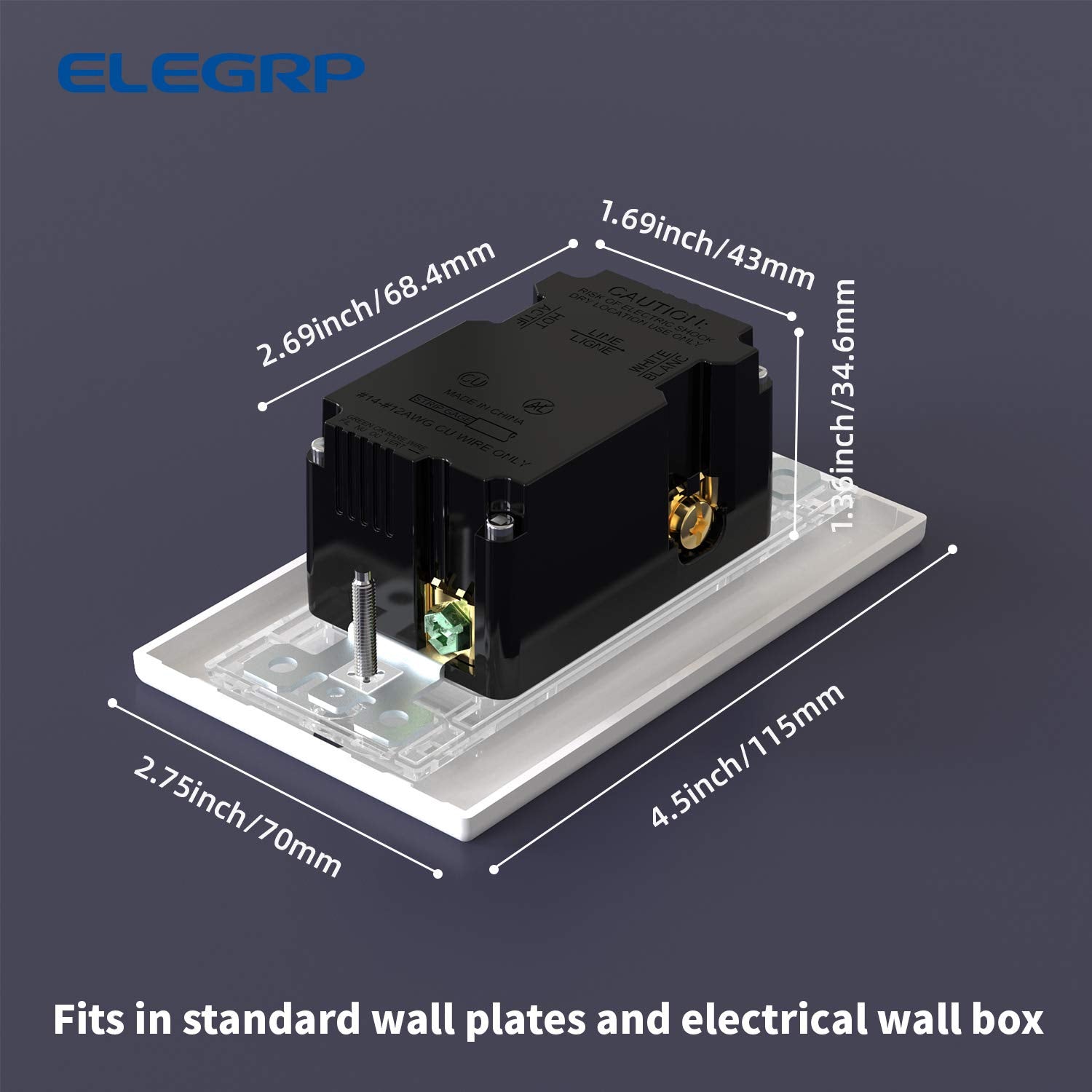 USB Charger Wall Outlet, Dual High Speed 4.0 Amp USB Ports with Smart Chip, 20 Amp Duplex Tamper Resistant Receptacle Plug NEMA 5-20R, Wall Plate Included, UL Listed (1 Pack, Glossy Black)