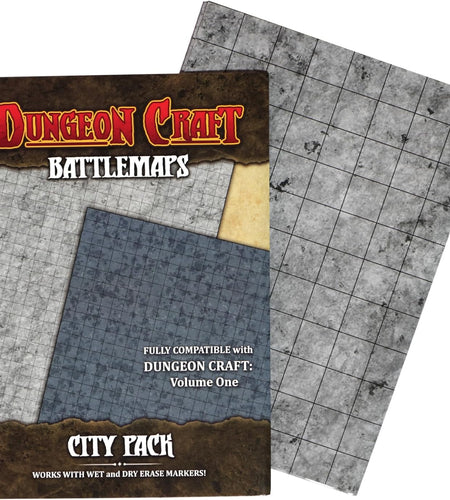 Battlemaps Board Game, Battle Mat for Dungeons and Dragons, Double-Sided Gloss Laminated DND Mat, Wet and Dry Erase Board, Table Top Games (City Pack, 24"X33"/1" Grid)