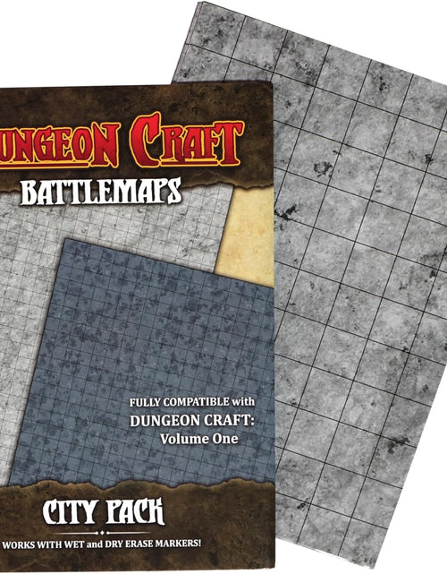 Load image into Gallery viewer, Battlemaps Board Game, Battle Mat for Dungeons and Dragons, Double-Sided Gloss Laminated DND Mat, Wet and Dry Erase Board, Table Top Games (City Pack, 24&quot;X33&quot;/1&quot; Grid)
