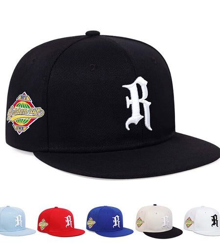 Gothic Letter R Embroidery Hip-Hop Hats Spring and Autumn Outdoor Adjustable Casual Baseball Caps Sunscreen Hat