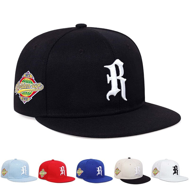 Gothic Letter R Embroidery Hip-Hop Hats Spring and Autumn Outdoor Adjustable Casual Baseball Caps Sunscreen Hat