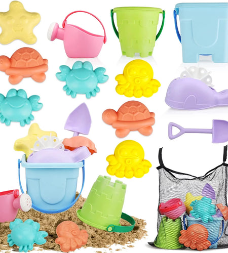 Beach Toys for Toddlers Kids, Sand Toys for Kids Toddler, Sandbox Toy for Toddler Incl Beach Bucket and Shovel Set, Animal Mold, Travel Beach Toy for Toddler 3-4-6-8-10 with Castle Bucket
