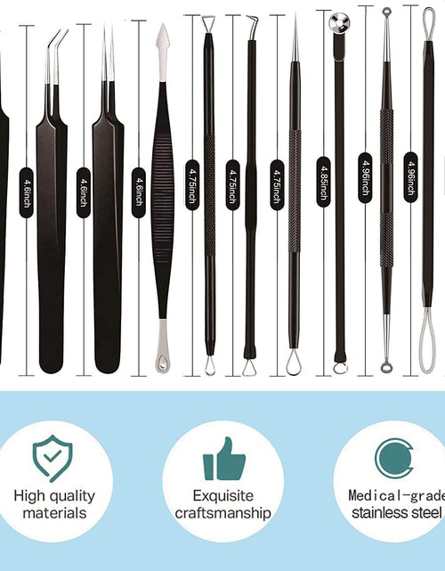 Load image into Gallery viewer, Pimple Popper Tool Kit 11 Pcs,  Blackhead Remover Pimple Extractor Tools with Metal Case for Quick and Easy Removal of Blackheads,Pimples,Whiteheads,Zit Popper,Forehead,Facial and Nose (Black)
