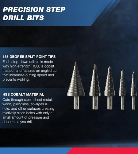 10198A Step Drill Bit Set | 5 Piece | Metric/Mm | High Speed Steel
