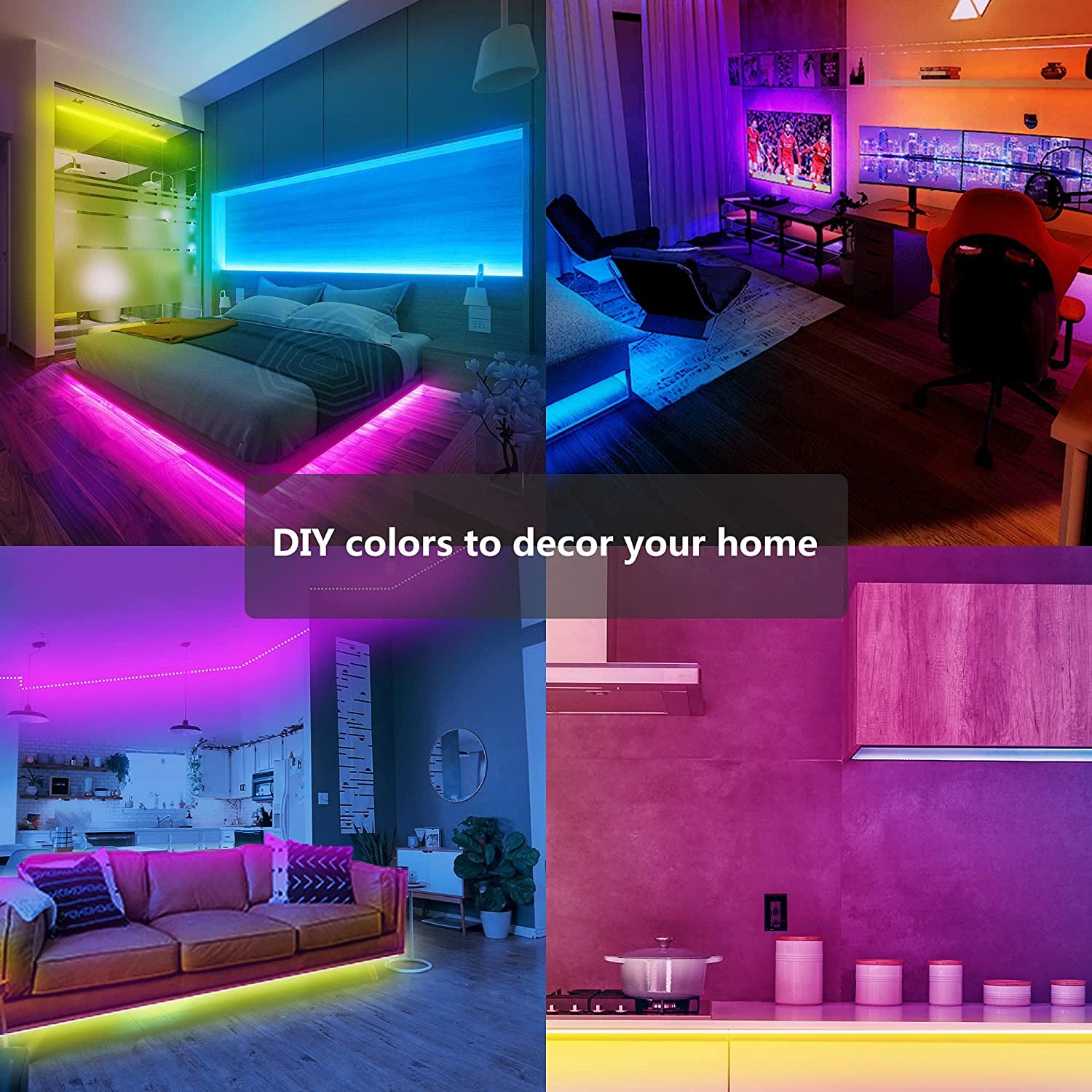 Bluetooth LED Strip Lights 50Ft,Color Changing LED Lights for Bedroom,Built-In-Mic,Music Sync LED Light Strips,Phone Smart Controlled(App+Remote+Mic)………