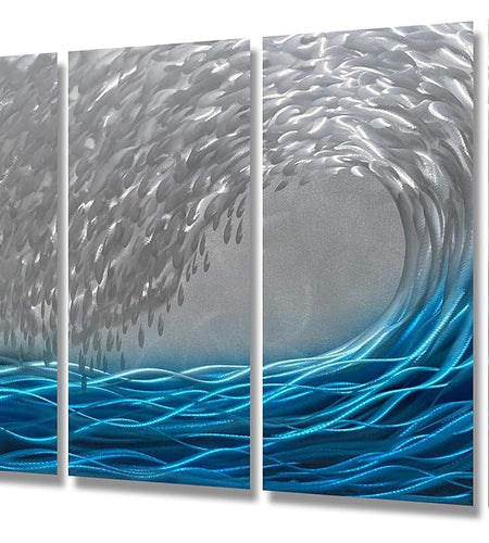 Boat Metal Wall Art Coastal Beach Aluminium Painting with 3D Look Turquoise and Red Hanging Scuplture Set of 5 Home Accent Artwork for Livingroom Ready to Hang