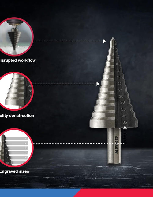 Load image into Gallery viewer, 10198A Step Drill Bit Set | 5 Piece | Metric/Mm | High Speed Steel
