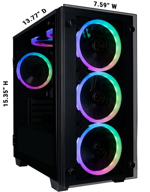 Load image into Gallery viewer, Stratos Micro Gaming Desktop - NVIDIA Geforce RTX 3070, AMD Ryzen 7 5700X, 32GB DDR4 RAM, 512GB Nvme SSD + 2TB HDD, Wifi, Windows 11 Home - Gamer Computer
