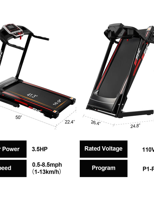 Load image into Gallery viewer, Folding Treadmill with Adjustable Incline, 3.5HP Foldable Treadmills for Home, 330LBS Weight Capacity, Walking Pad Walking Jogging Running Exercise Machine with Bluetooth &amp; Pulse Monitor
