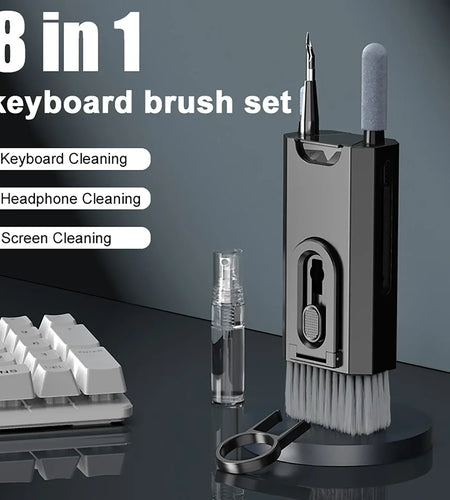8 in 1 Cleaning Kit Computer Keyboard Cleaner Brush Earphones Cleaning Pen for Headset Ipad Phone Cleaning Tools Keycap Puller