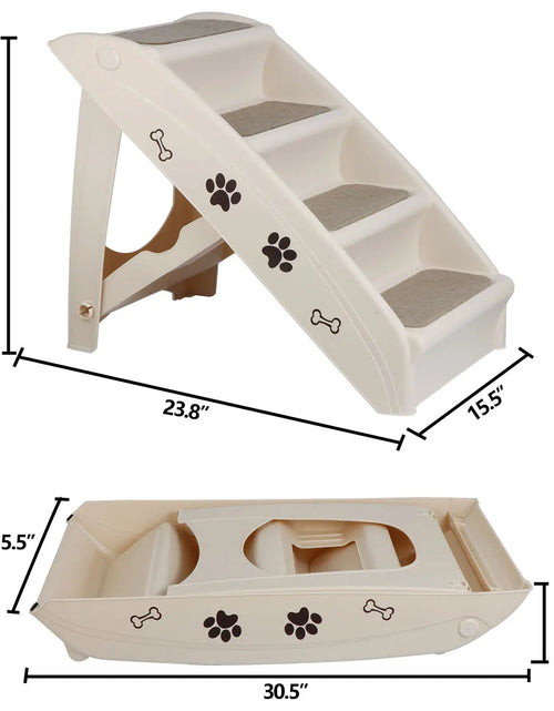 Load image into Gallery viewer, Foldable Dog Ramp Pet Stairs Steps for Smaller Pickup Travel Ladder MAX 100 Lbs
